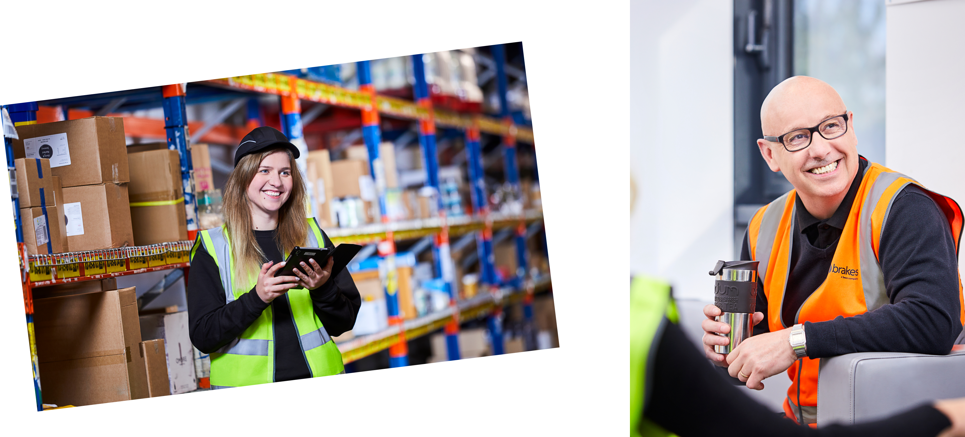 Smiling warehouse workers