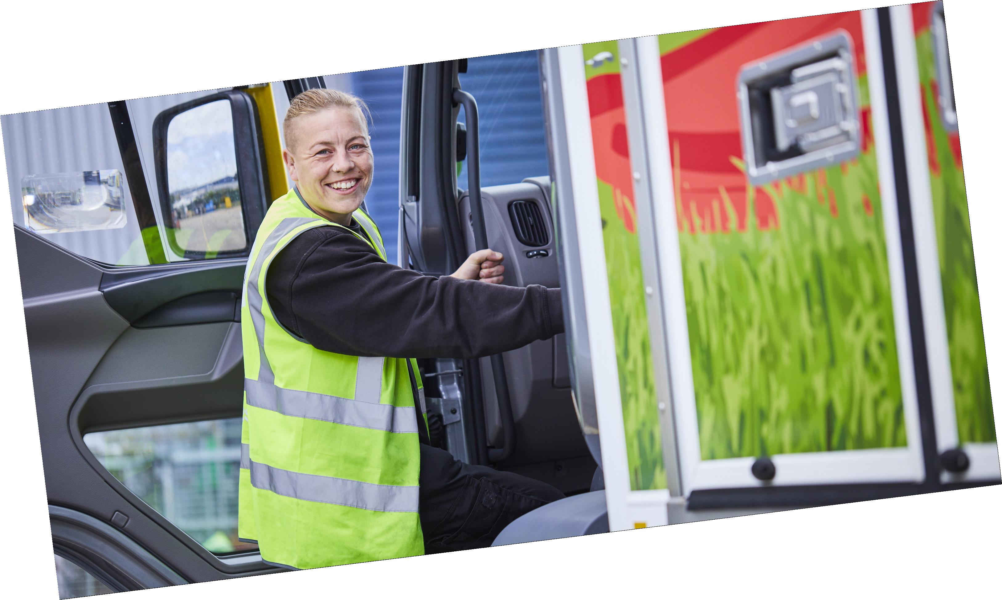 Fresh Direct driver with lorry